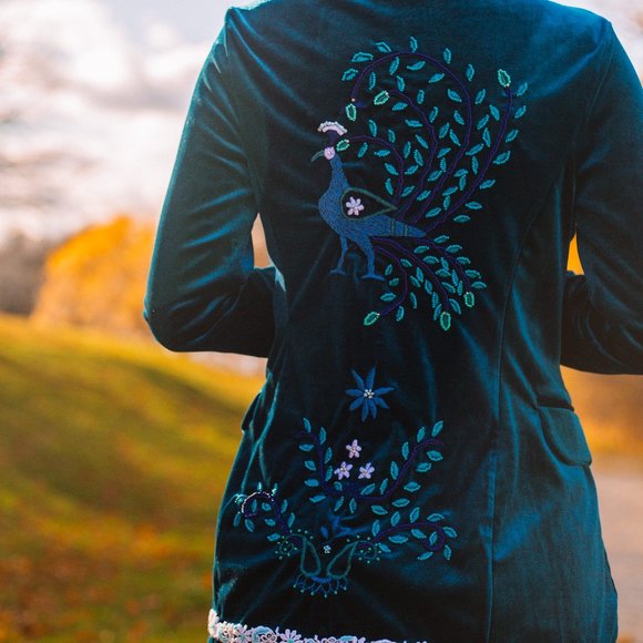 Hand Embroidered and beaded velvet Jacket - Picture 3 of 6